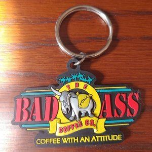 Vintage Bad Ass Coffee Co HAWAII KEYCHAIN Tourist Travel Souvenir